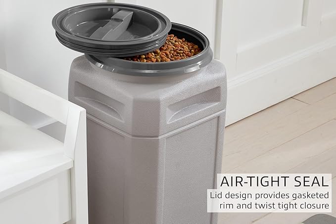 Mighty Tuff 13 Gallon, 54 Lbs Capacity, BPA-Free Pet Food Storage Container with Rolling Dolly on Wheels and Perfect Portion Scoop, Mobile Solution for Air-Tight Pet Food Storage