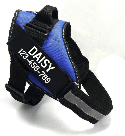 PawPawify Custom No Pull Dog Harness with Name and Phone Number, Heavy Duty Personalized Pet Vest to Prevent Tugging, Pulling, or Choking, Training and Walking (Blue, S (10-19LBS))