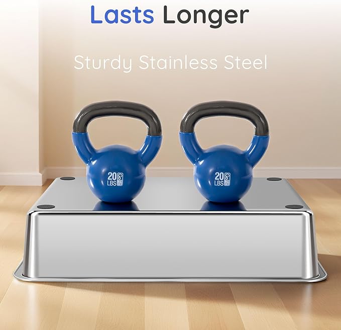 XXXL Stainless Steel Cat Litter Box with Lid, 28"x20"x12", Extra Large High Sided Metal Litter Box, with Scoop, Litter Mat, Non-Sticky, Anti-Urine Leakage, Easy to Clean for Big Cats and Multiple Cats