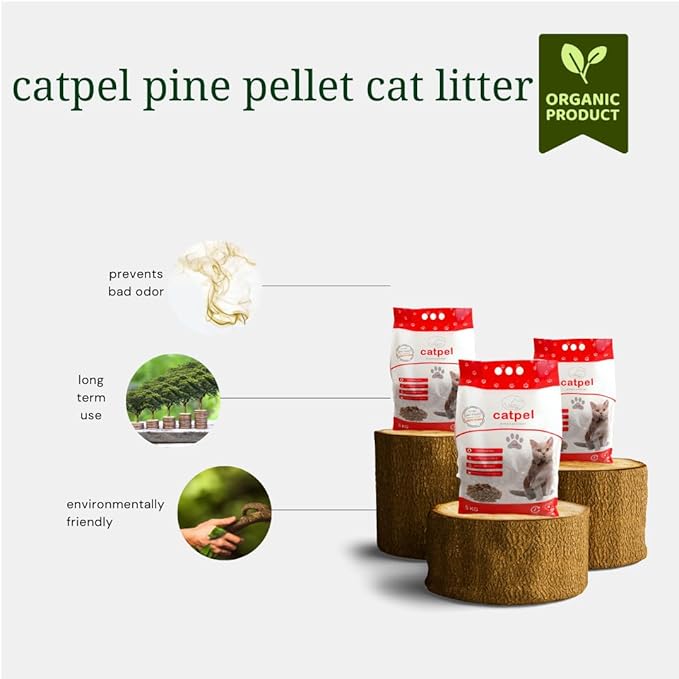 Premium Pine Pellets Cat Litter, 100% All Natural Pellet Kitty Litter, Non Clumping Non Tracking Low Dust Litter Meant for Use with Sifting Litter Box (11 lb)