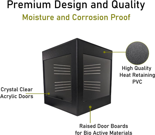 Premium PVC Reptile Enclosure, 40 Gallon, Easy Assembly, Moisture-Proof, Heat Retention, Sliding Doors, Ventilation, Bio-Active Setups, Non-Reflective Black Finish, Made in USA (Black Brace)