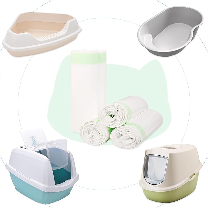 100 Pack Litter Box Liners Large - Extra Thick Jumbo Cat Litter Bags, 36"x19" Drawstring Large Cat Litter Liners for Litter Boxes, Easy Clean Up Kitty Litter Liner XL