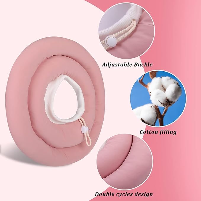 IDOMIK Dog Recovery Collar, Waterproof Soft Dog Cone After Surgery, Comfy Protective Elizabethan Collar Alternative for Dogs Cats, Adjustable Pet Neck Donut Cone Anti-Licking Biting Wounds,Pink,3XL