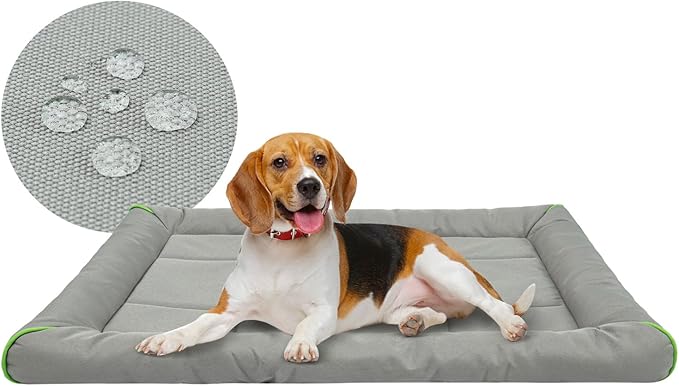 Miguel 900D Oxford Outdoor Waterproof Dog Crate Bed, Water-Resistant Durable Easy Wipe Clean All Weather Pet Mat, Travel Indoor Outdoor Puppy Cat Crate Bed 36inch, Gray