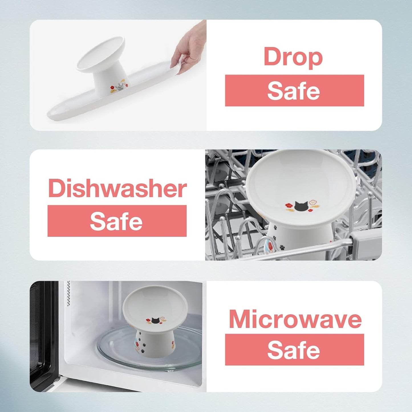 Necoichi Extra Wide Raised Cat Food Bowl, Elevated, Prevent Neck & Whisker Fatigue, Dishwasher and Microwave Safe, No.1 Seller in Japan! (Fuji, Extra Wide Tilted)