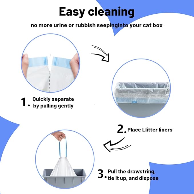 120 Count Extra Large Cat Litter Box Liners, Cat Litter Waste Receptacles Bags for MeoWant MW-SC01/MW-SC02/MW-LR01 Self-Cleaning Litter Box
