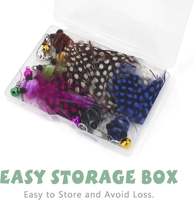 SONGWAY Insect Cat Toys with Feather - 6 Pieces Cat Insect Feather Toy Refills, Teaser Wand Attachments, Interactive Toys for Indoor Cats Kittens