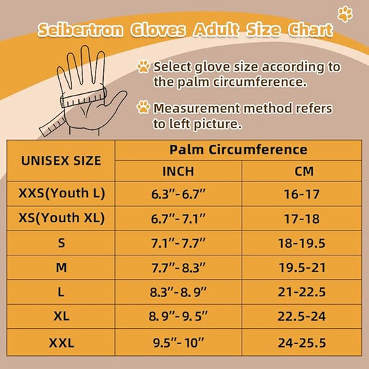 Seibertron Patented P.G.M.G-1 Pet Hair Remover/Deshedding Grooming Gloves Seven Sizes Fit All Works for Dogs, Horses, Cats and Other Animals Short Fur(1-Pair) Adult Black S