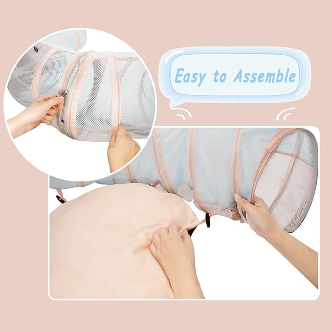 Mesh Cat Tunnel Bed with 20 Cat Toys, Collapsible Play Tunnel for Indoor Cats,Visible Cat Tube for Kitten Puppy