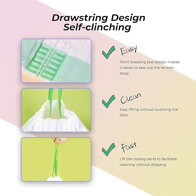 Cat litter Box Liners,20 Count 46" x 19" Jumbo Extra Large Heavy Duty Litter Pan Liner Bags with Drawstring for Pet Cat Litter Tray (Unscented)