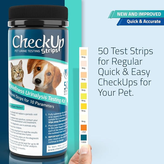 CheckUp Testing Strips x 50 (10 Parameters Urine Test Strips for Cats & Dogs)