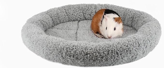 Enjoying Small Cat Bed Mat, 13.78" Round, Self Warming Cat Mat with Pillow Around, Dog Kitty Curling Sleep Cushion, Soft Kitten Pad for Carrier/Crate, Rabbit Warm Bed, Antiskid Bottom, Small