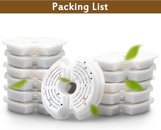 Cat Water Fountain Filter, Multiple Filtration Pet Water Fountain Replacement Filter,8 or 12 Packs of Cotton Activated Carbon Cat Fountain Filter(Filter 12 pack)