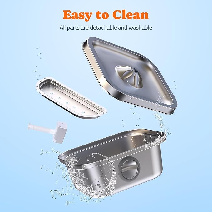 Cat Water Fountain Stainless Steel, 4L/135oz Cat Fountain, Automatic Dog Drinking Dispenser with Water Level Window, 6 Filters, Metal Pet Water Bowl Indoor, Quiet Pump, Easy Cleaning