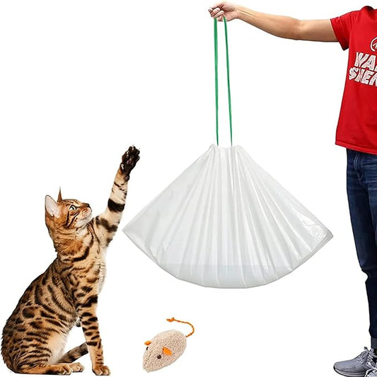 Cat Litter Box Liners, 30 Count - 41" x 19" Large Extra Durable Litter Pan Bags with Drawstring - Heavy Duty Liner Bags for Pet Litter Tray (Unscented)