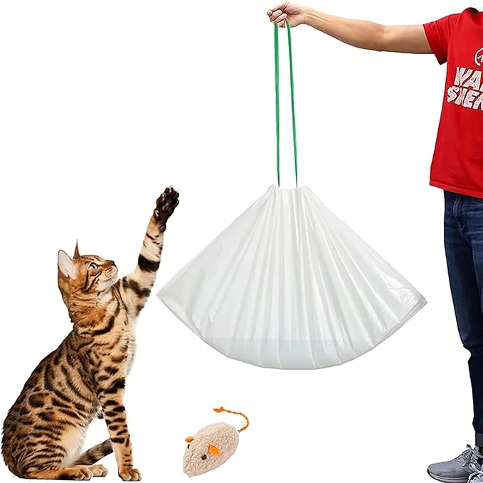 Cat litter Box Liners,20 Count 37" x 19" Large Extra Durable Heavy Duty Litter Pan Liner Bags with Drawstring for Pet Cat Litter Box Tray (Unscented)