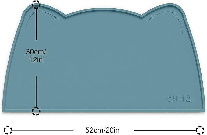 OHMO - Cat Food Mat, Silicone Pet Feeding Mat for Floor Non-Skid Waterproof Dog Water Bowl Tray, Easy to Clean Pet Placemat