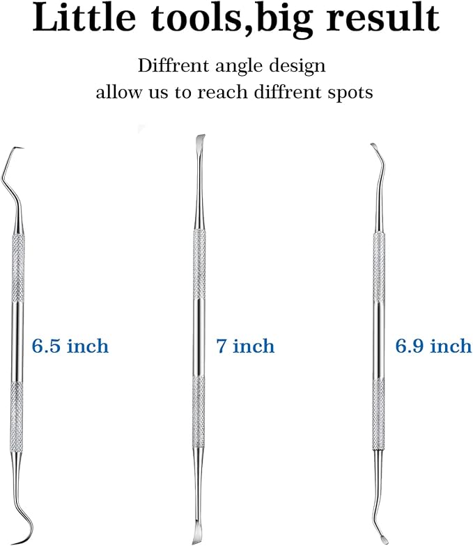 Hotop 3 Pieces Dog Dental Tooth Scaler and Scraper Stainless Double Headed Tarter Removing Tool Scraper Pet Teeth Cleaning Tools for Dog and Cat (Silver)
