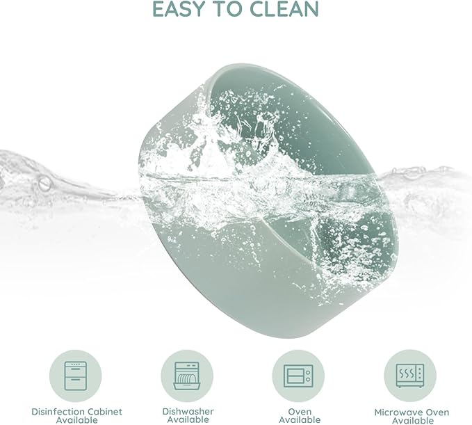 SPUNKYJUNKY 60 OZ Ceramic Dog and Cat Bowl, Modern Cute Weighted Food Water Bowl for Replacement Morandi Green (1 Pack)