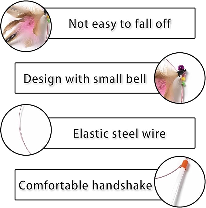 Cat Toys Interactive for Indoor Cats,2 PCS Cat Feather Toys and Wand Toys for Chase Exercise and Teaser Play with Kitten