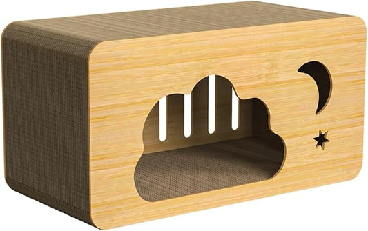 Cat Scratcher House,2 in 1 Cardboard Cat House Durable and Sturdy Cat Scratching Post Cat Scratching Board Cat Scratchers for pet to Scratch, Rest and Play, Easy to Assemble