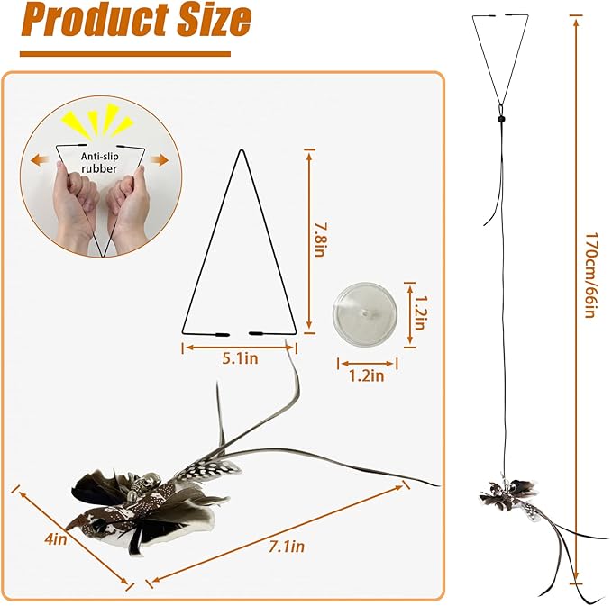 Cat Toys Indoor Hanging Door Retractable Flying Da Bird Cat Toy for Kitten Fun Exercise Interactive String Feather Hunting Chase (Longtail Warbler)