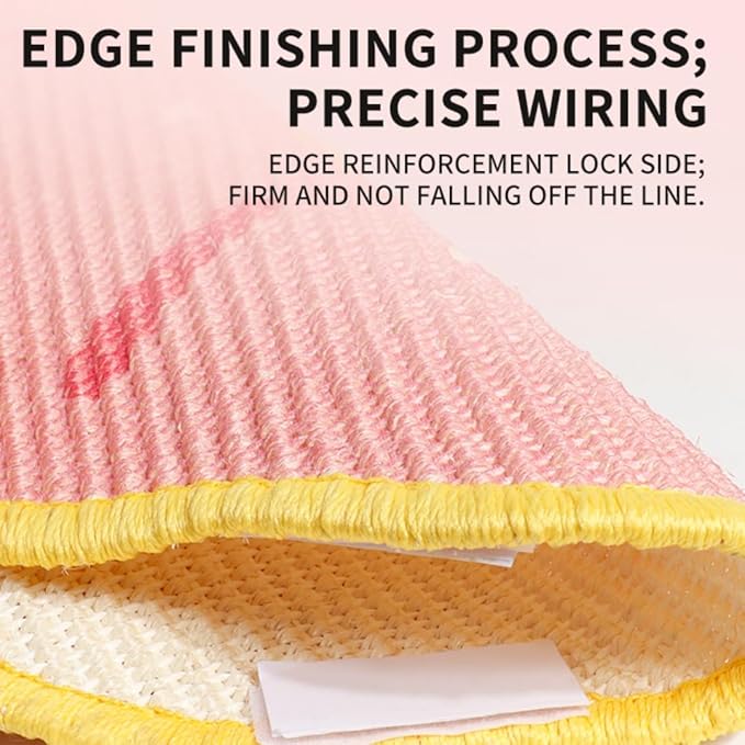 Sisal Cat Scratching Mat – Anti Scratch Furniture Protector for Walls, Couches, Cabinets, Doors & Carpet, 15.7x15.7 Inch, Shedding-Resistant Cat Scratcher with Hook and Loop Fastener (Orange)