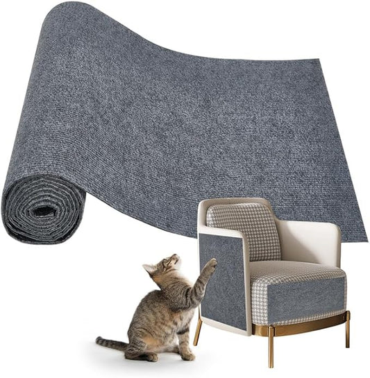 Cat Scratch Couch Furniture Protector,Trimmable Self-Adhesive Carpet, DIY Climb Cat Scratcher Mat for Covering Cat Tower and Couch Protector from Cat Claws(LightGrey,39.3x15.8In)