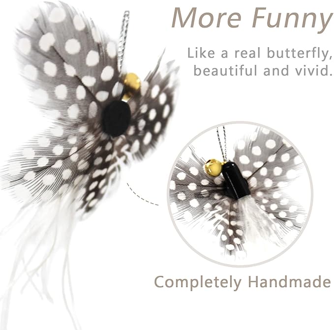 SONGWAY Cat Teaser Wand Toy - 9 Piece Retractable Set, Insect Worm Replacement Teaser with Bell, Interactive Cat Toy for Indoor Kittens