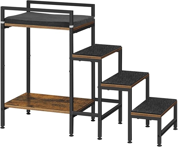 Dog Window Perch Dog Steps for High Beds and Couch, 22''H Non-Slip Stairs for Small Medium Cats, 4 Steps Pet Bunk Bed with Stair, Sturdy Frame