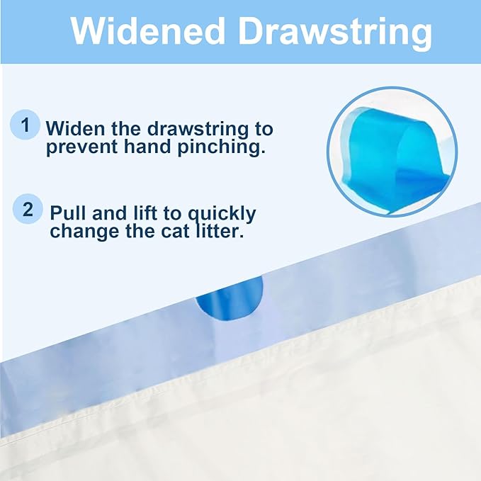 40 Count 21.6" x 11.8" Cat Litter Box Liners for Self-Cleaning Cat Litter Box, Replacement Automatic Litter Box Liners, 2 Rolls Drawstring Trash Bags for Robot, Extra Thick,（2 Packs/40 Counts）