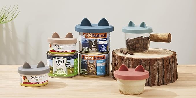 OHMO 2 Pack Cat Food Can Lids, Small Size (3 oz) Silicone Pet Food Can Lids Covers for 3 oz Cat Food Cans