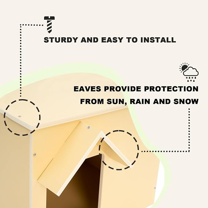 Outdoor Cat Houses Feral Cat Shelter Wooden Stray Cat Condo Outside Sturdy Waterproof and Insulated with Escape Door (one cat upgrate)