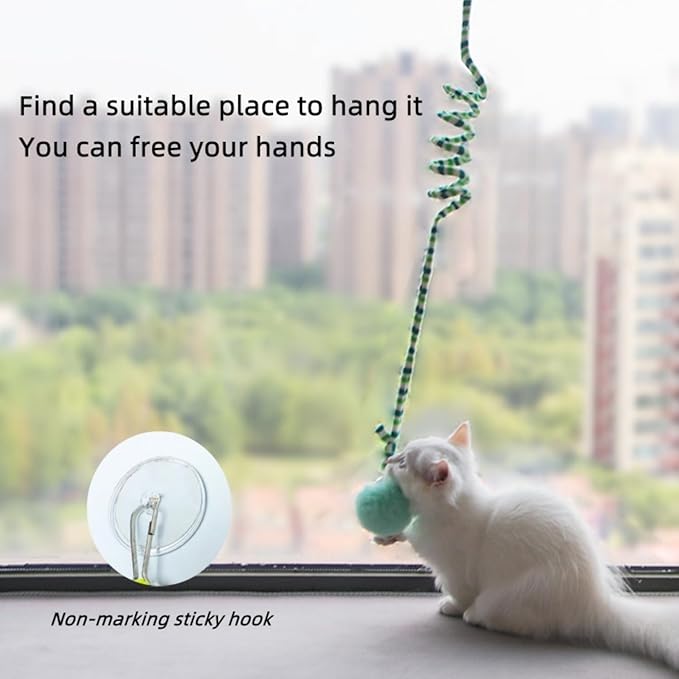 Cat Toy Sisal Ball Hanging Cat Toy Handmade Cat Rope Ball Chew Eco-Friendly Toy Pets Interactive Toy Cat Toys for Indoor Cats (yellowbluegreen, 3pcs)