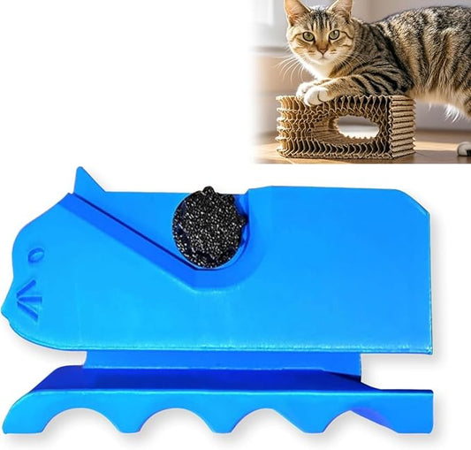 Creative Cat Scratching Board Cutter Cat Scratching Cardboard Cutter, 3D Printing Cardboard Cutter, Stripping Tool, Cardboard Handheld Cardboard Recycling Cutting Tool, Cardboard Cutter for Cat (Blue)