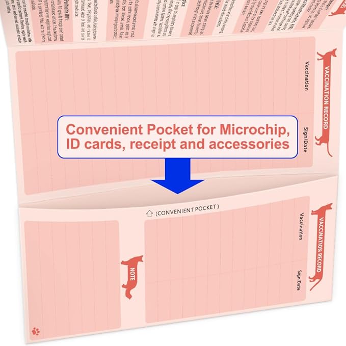 ANZON MORIES 24 Packs Cat Health Record Cards Vaccination Book with Storage Pocket, Large 8 x 10.5 in Feline Vaccine Shot and Kitten Immunization Memo Booklet for Kitty Pet Nursing Supplies