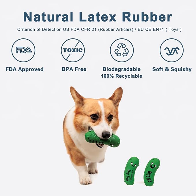 3 Pack Squeaky Dog Toys for Medium Dogs, Soft Latex Squeaky Dog Ball, Cute Funny Squeak Crunchy Pickle Pet Toys
