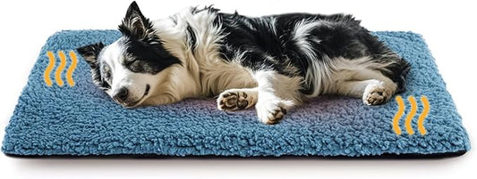 Dog Bed Mat Self Heating Pad for Medium Large Dogs, Dog House Bed Crate Pad for Sleeping Self Warming Pet Bed Puppy Blanket with Removable Washable Cover, Blue 42 Inches