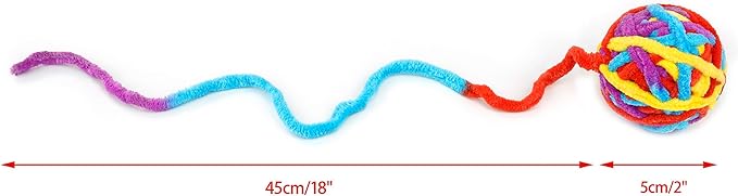 CHIWAVA 6 Pack 20" Woolen Yarn Cat Toys Ball with Bell 2" Large Indoor Cat Toy Balls Kitten Interactive Toys