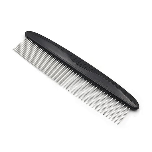 YINGFAN Dog Comb, Stainless Steel Dematting Comb for Dogs and Cats, Non-Slip Handle Dog Combs for Grooming Matting (Black)