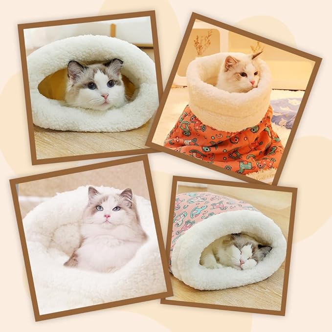 Pet Nest for Cats and Dogs, Soft Cat Dog Sleeping Bag, Warm Feline Bed, Portable Pets Nests, Soft Plush Winter Cat Cave Bed,Cat Dog Sleeping Bag for Indoor (Avocado, 18 * 22inch)