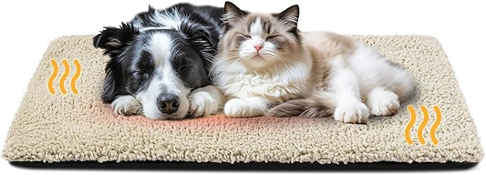 Dog Bed Mat Self Heating Pad for Large Medium Dogs, Dog House Bed Crate Pad for Sleeping Self Warming Pet Bed Puppy Blanket with Removable Washable Cover, Brown 48 Inches