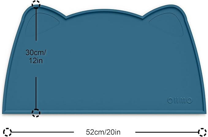 OHMO - Cat Food Mat, Silicone Pet Feeding Mat for Floor Non-Skid Waterproof Dog Water Bowl Tray, Easy to Clean Pet Placemat