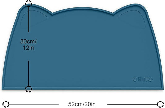 OHMO - Cat Food Mat, Silicone Pet Feeding Mat for Floor Non-Skid Waterproof Dog Water Bowl Tray, Easy to Clean Pet Placemat