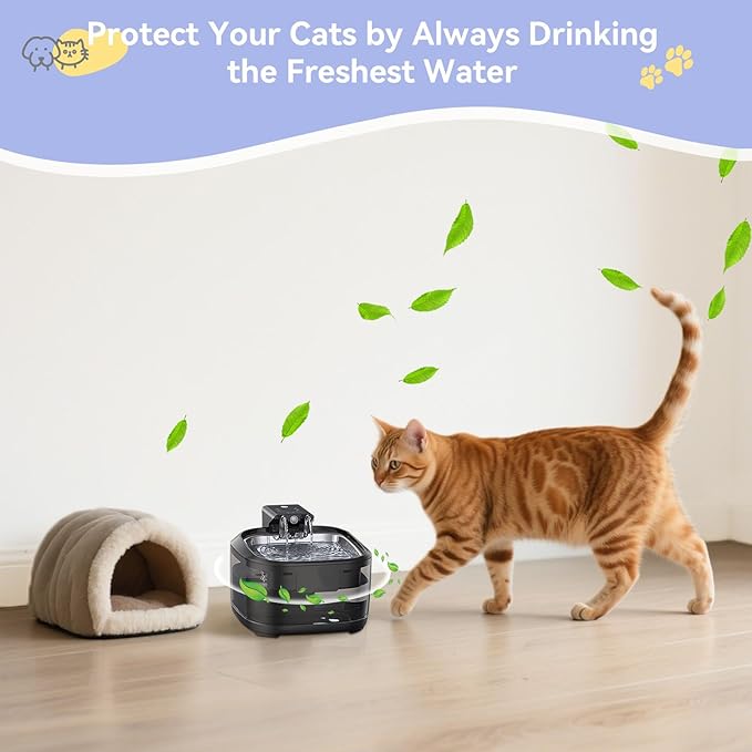 24 Pack Cat Water Fountain Filters for OPOWO 108oz / 3.2L Wireless Cat Fountain, Replacement Filters for FT999 Pet Water Fountain, 12 PCS Pump Sponges + 12 PCS Filter