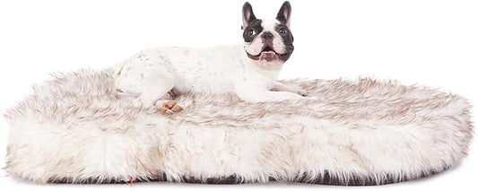 Laifug Luxury Faux Fur Dog Bed, 5-inch Thick Grade Ultra Soft Orthopedic Memory Foam Dog Bed with Faux Fur Cover, Plush Pup Rug with Removable Cover, Waterproof Liner（White）