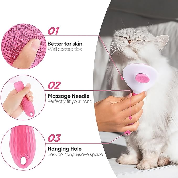 Namylya Cat Brush for Shedding & Grooming – Slicker Brush for Dogs and Cats with Long Hair – Removes Tangles, Mats & Loose Fur