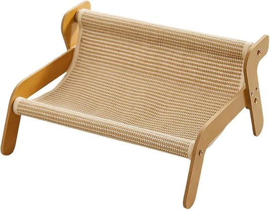 The Claw Lounge, Cat Sisal Chair, 2 in 1 Cats Hammock Lounge, Wear-Resistant Scratching Pad Lounge Chair, Cat-Friendly Summer Breathable Fabric for Indoor Cats (Linen)