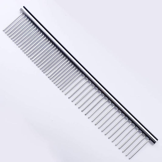 ZoCr Stainless Steel Pet Comb for Dogs Cats, Pet Grooming Comb with Different Spaced Rounded Teeth (Silvery)