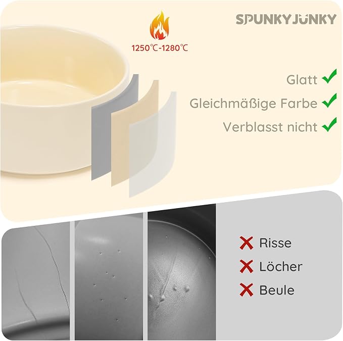 SPUNKYJUNKY 60 OZ Ceramic Dog and Cat Bowl, Modern Cute Weighted Food Water Bowl for Replacement Beige (1 Pack)